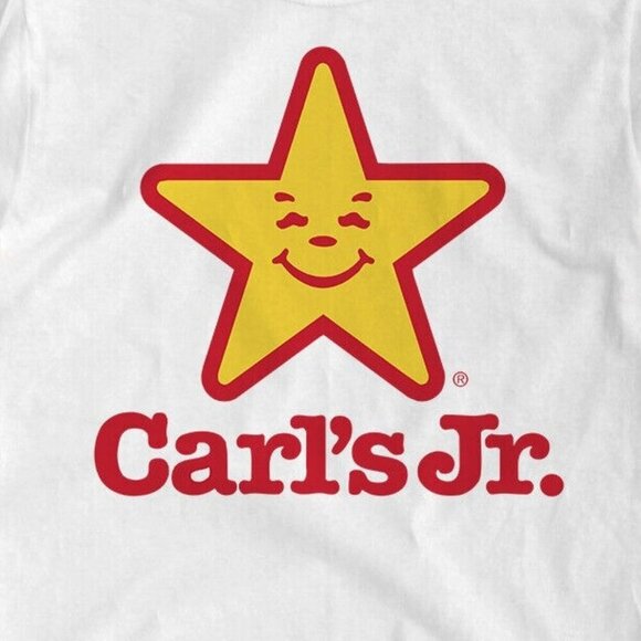 Carls Jr Logo T Shirt Retro Fast Food Brand Graphic Fan Gift Vintage White Tee73 - Picture 2 of 5